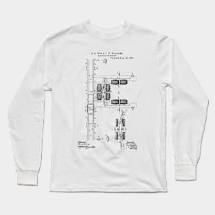 Railway Telegraph Vintage Patent Hand Drawing Long Sleeve T-Shirt